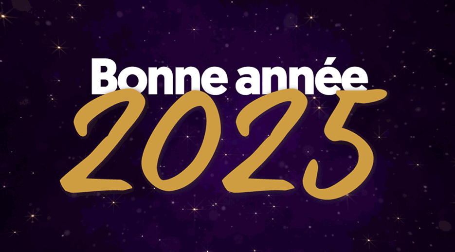 Image texte Bonne année 2025 sur fond violet